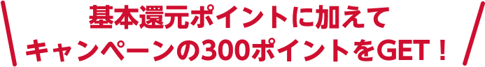 基本還元ポイントに加えてキャンペーンの300ポイントをGET！